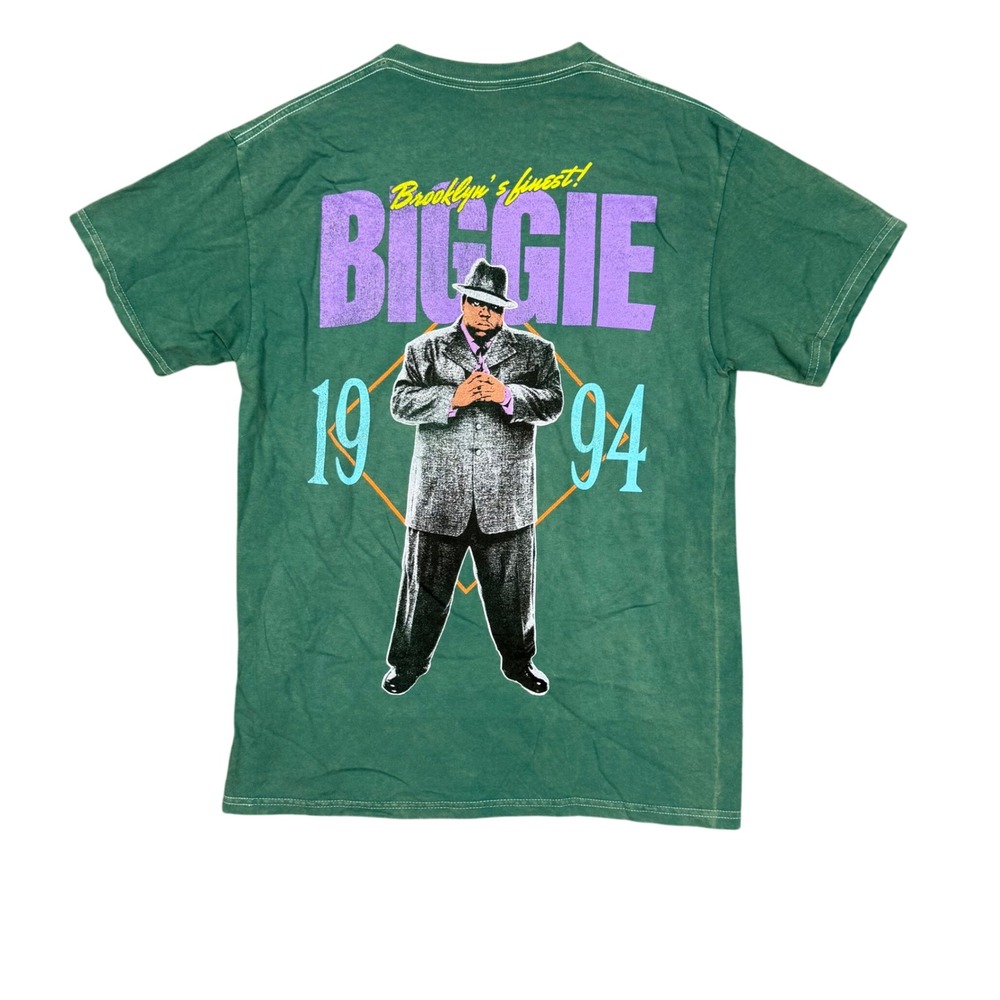 The Notorious B.I.G. T Shirt Mens Medium Green Biggie Brooklyns‎ Finest 1994